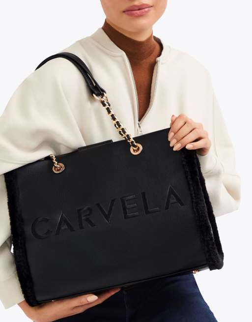 Carvela Frame fur tote in black ASOS
