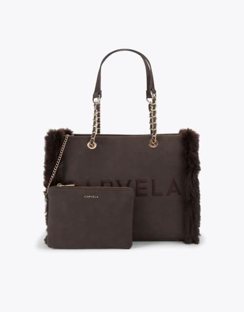 Carvela Frame fur tote in dark brown - view 1