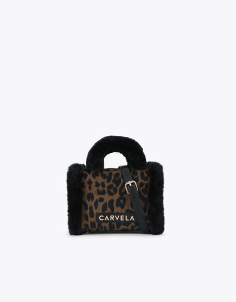 Carvela Frame micro fur tote in black brown - view 1