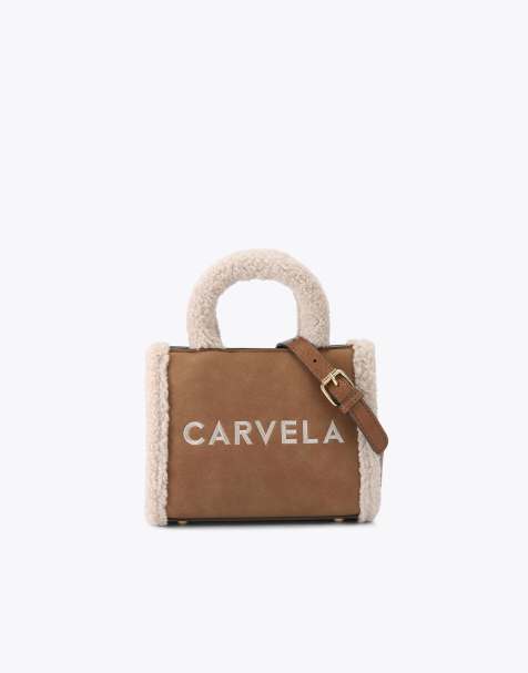 Carvela Frame micro fur tote in tan - view 1