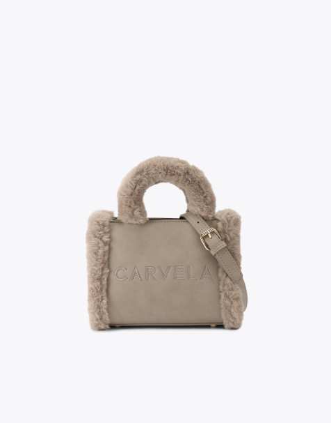 Carvela Frame micro fur tote in taupe - view 1
