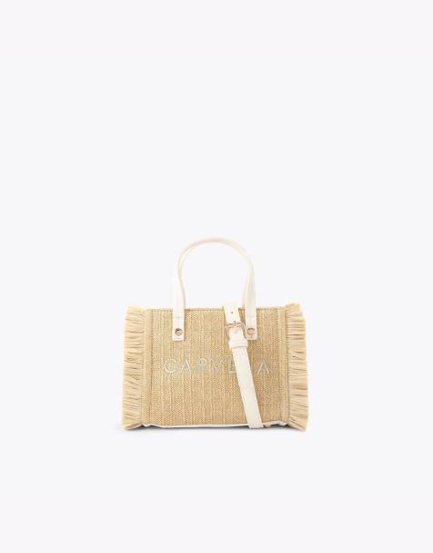 Carvela Frame raffia micro cross body in beige combination - view 1