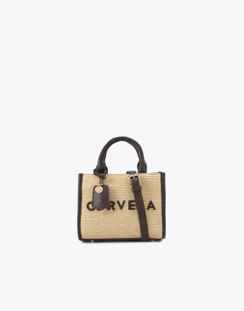 Carvela Frame raffia micro cross body in brown other - view 1