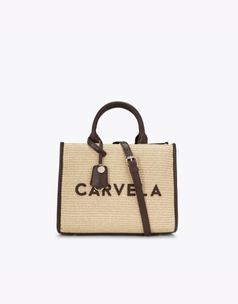 Carvela Frame raffia midi tote in brown other - view 1