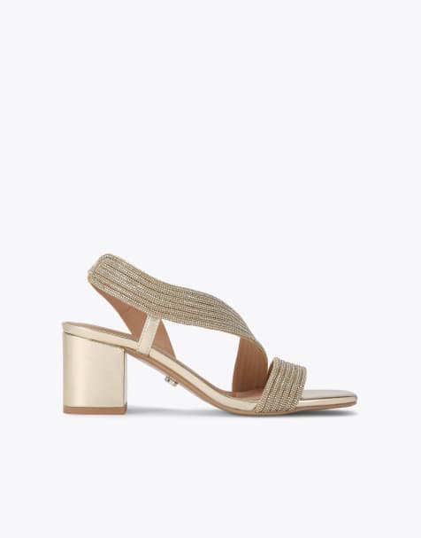 Carvela Gala block jewel 60 casual heeled sandals in gold - view 1
