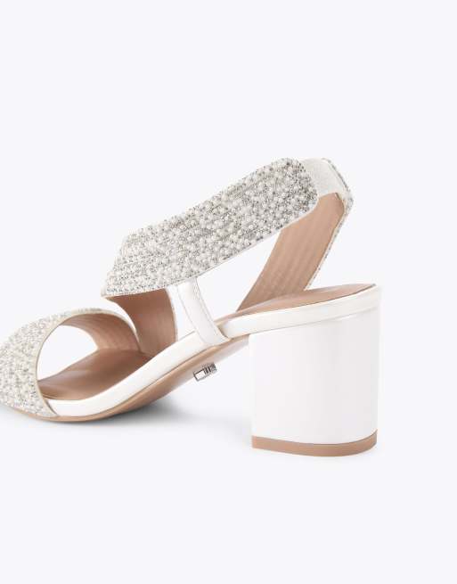 Carvela Gala block jewel 60 casual heeled sandals in white, 3 of 4