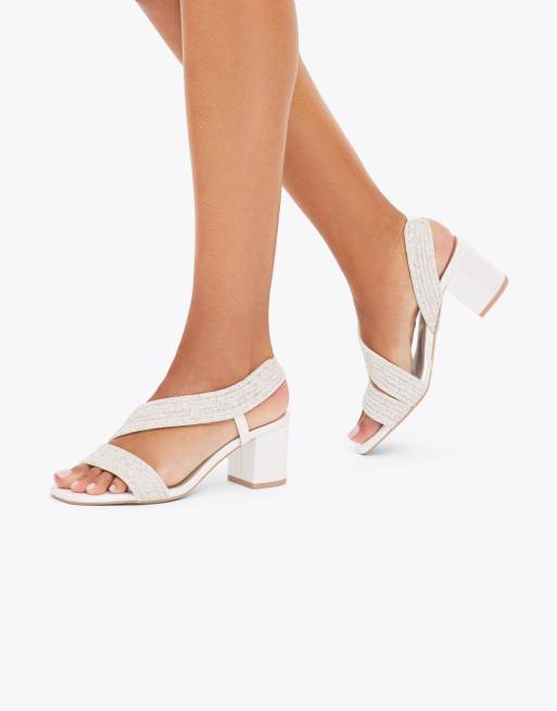 Carvela Gala block jewel 60 casual heeled sandals in white, 4 of 4