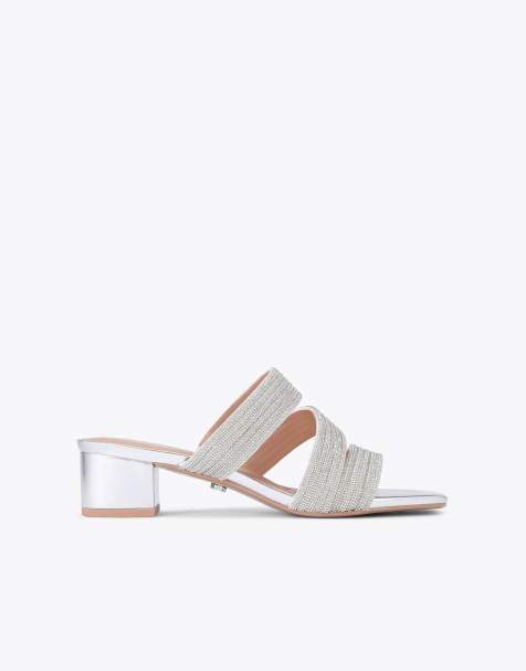 Carvela Gala block mule jewel casual heeled sandals in silver - view 1