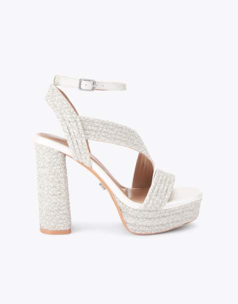 Carvela Gala platform jewel heeled sandals in white - view 1