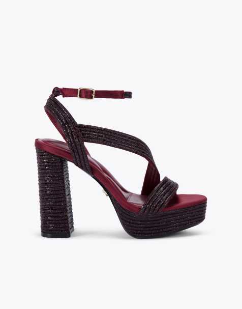 Carvela Gala platform jewel heeled sandals in wine - view 1