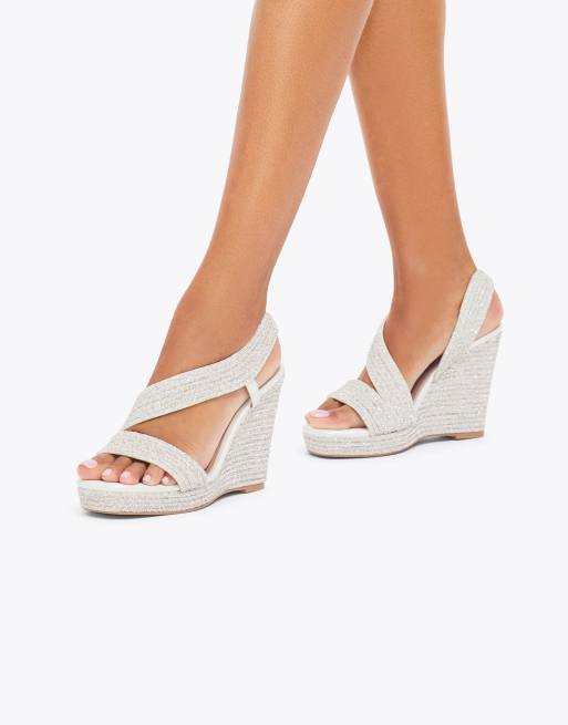 Carvela Gala wedge jewel 110 heeled sandals in white, 4 of 4
