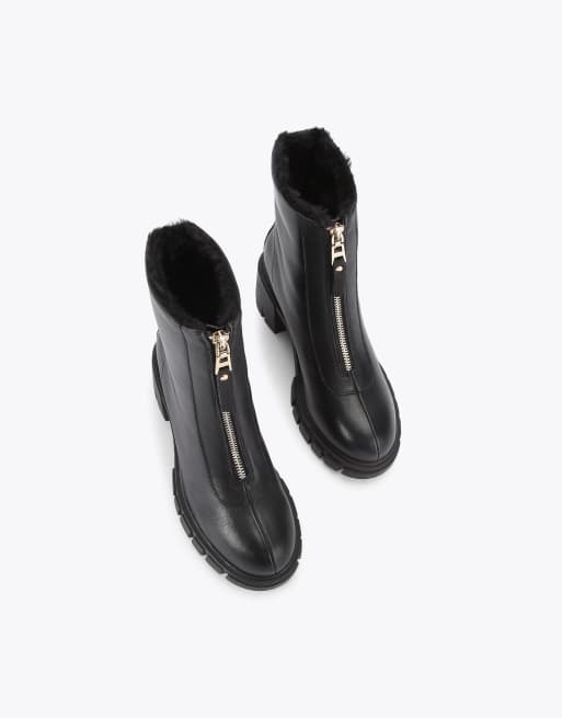 Carvela Ignite zip mid ankle boots in black leather, 4 of 4