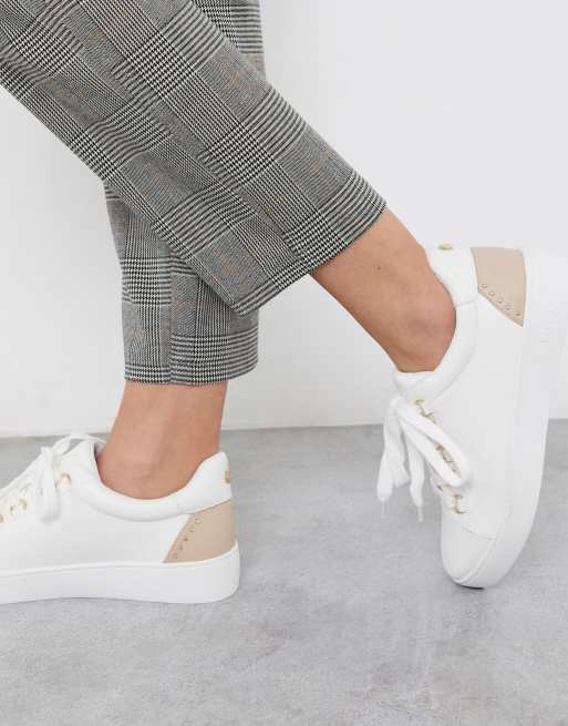 Carvela jacked lace up flatform trainers in white pink