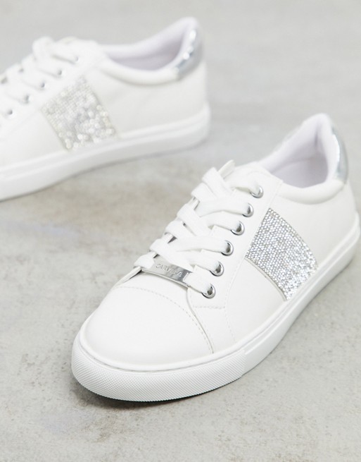 Carvela jacuzzi lace up trainers in white