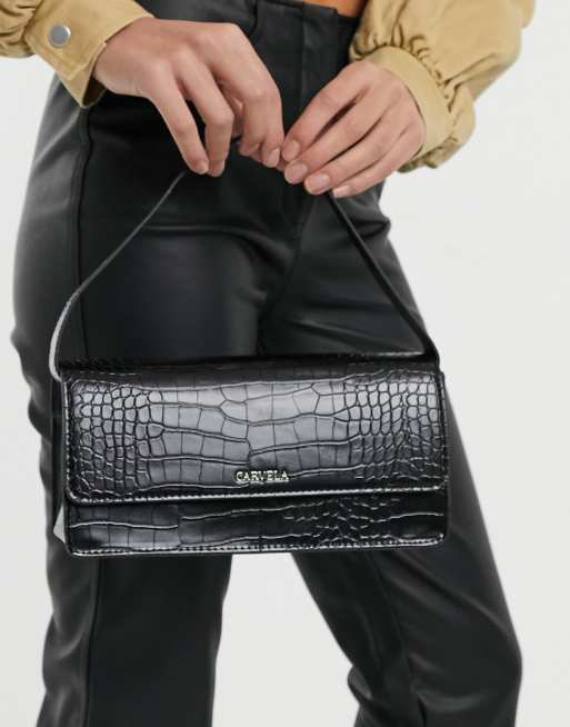 Carvela black croc outlet bag