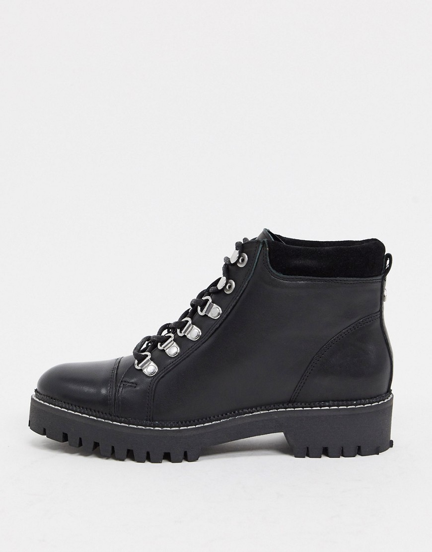 Carvela lace up hiker boot in black leather