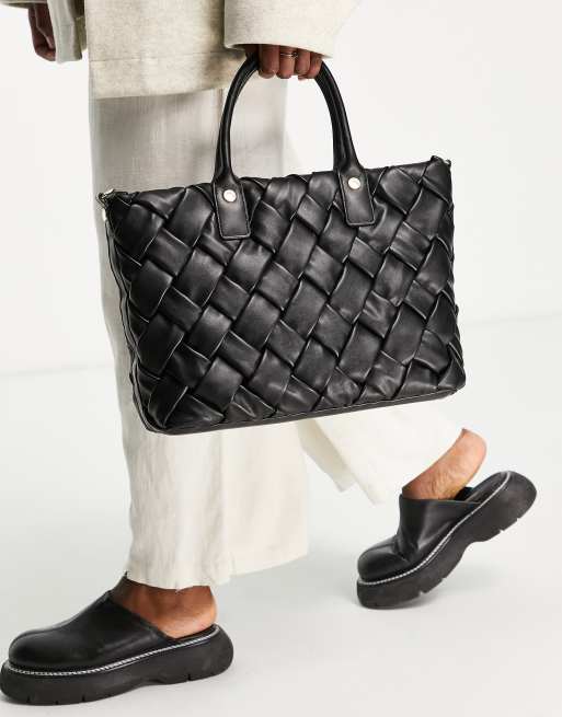 Carvela lana large weave tote bag in black