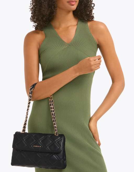Carvela Large rosa chain shoulder bag in black, 4 of 4