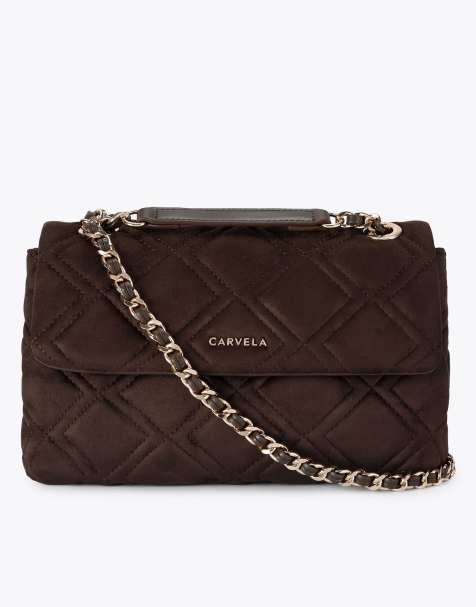 Carvela Large rosa chain shoulder bag in dark brown - view 1
