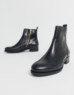 carvela leather flat chelsea boots