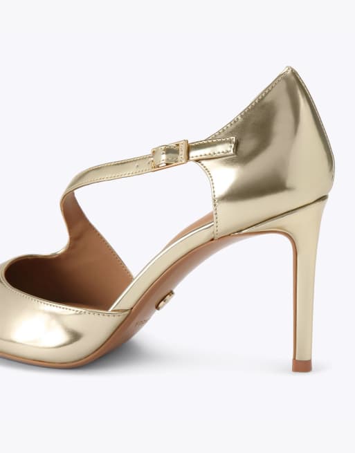 Carvela Lorita court heeled shoes in gold, 3 of 4