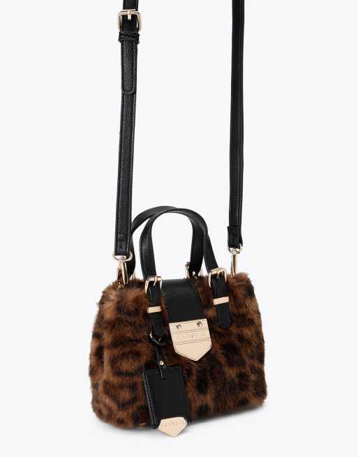 Carvela Maria micro fur cross body in black brown, 2 of 4