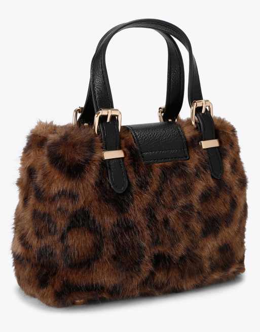 Carvela Maria micro fur cross body in black brown, 3 of 4