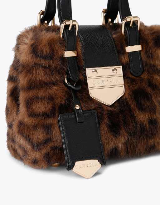 Carvela Maria micro fur cross body in black brown, 4 of 4