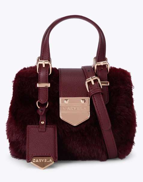 Carvela Maria micro fur cross body in red dark - view 1