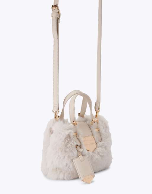 Carvela Maria micro fur cross body in white comb, 2 of 4
