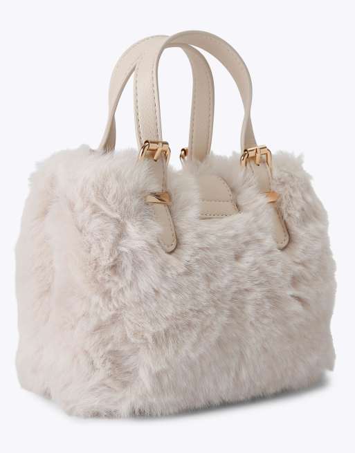 Carvela Maria micro fur cross body in white comb, 3 of 4