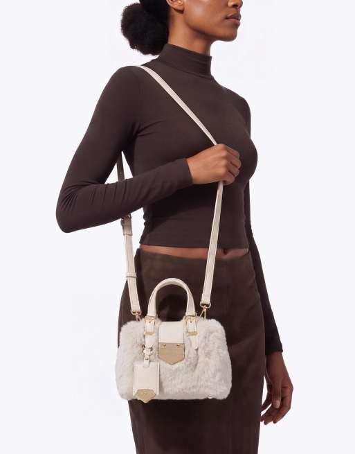 Carvela Maria micro fur cross body in white comb, 4 of 4