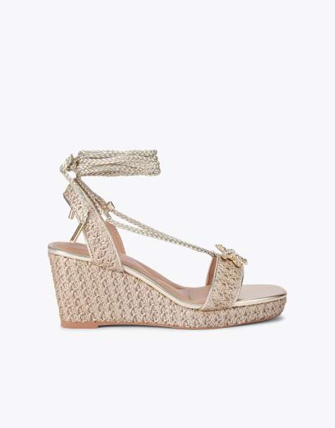 Carvela Marina low wedge casual heeled sandals in gold - view 1