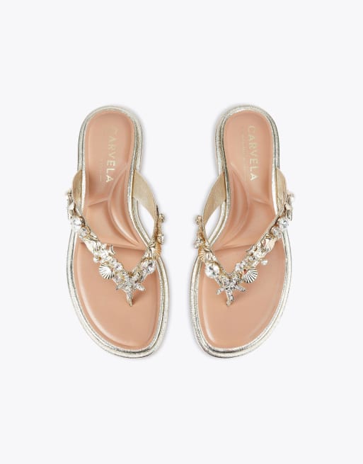 Carvela Marina sandal flat sandals in gold, 2 of 4