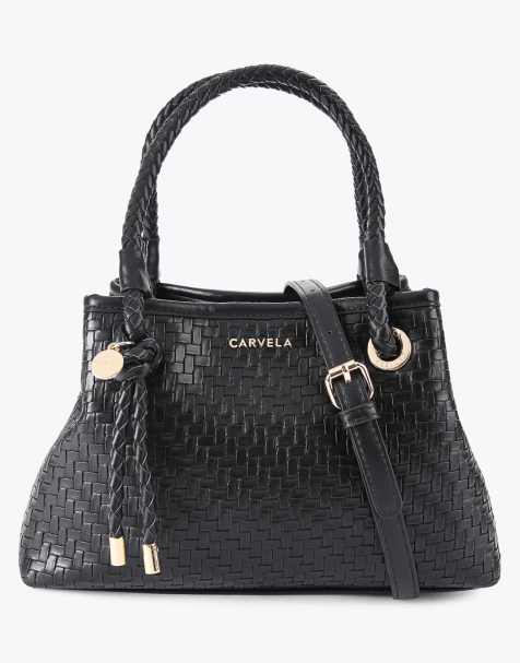 Carvela Mini antonia weave shoulder bag in black - view 1