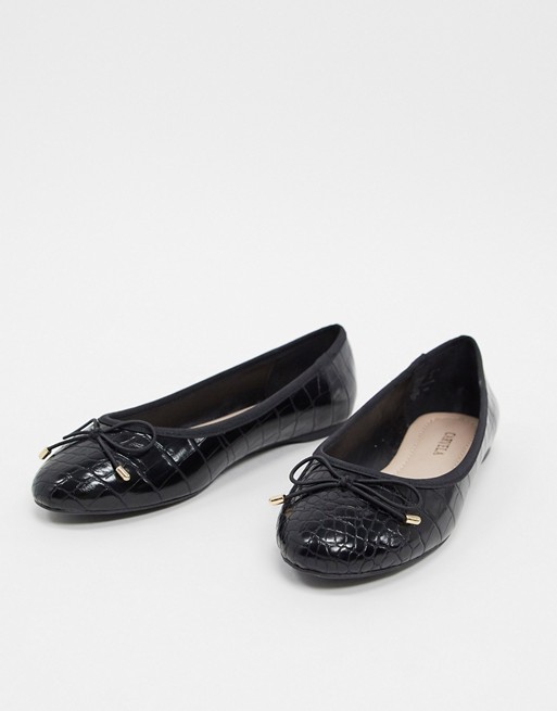 Carvela mollie ballet flats with bow in black croc