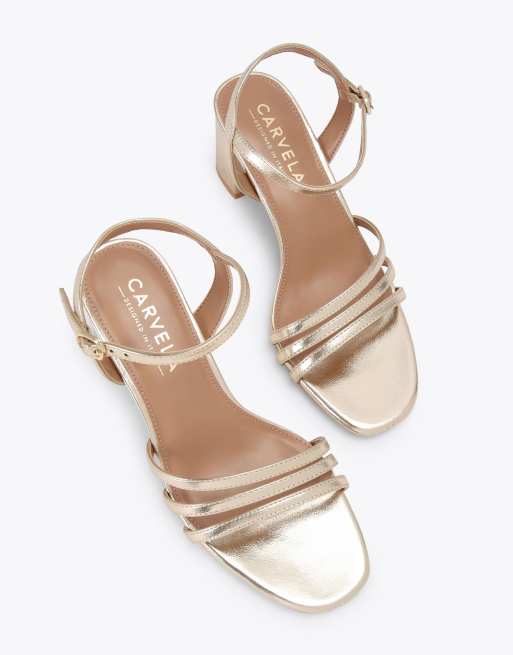 Carvela Motto block heeled sandals in gold, 4 of 4