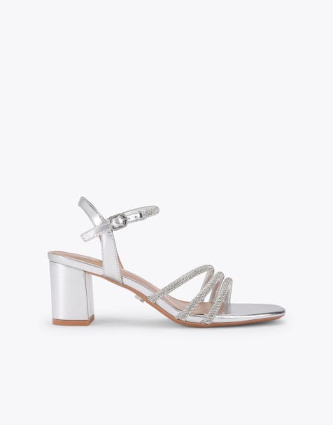 Carvela Motto block heeled sandals in silver combination - view 1