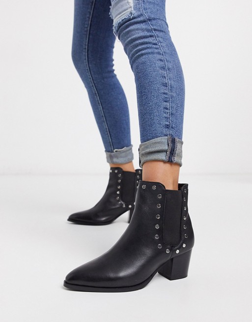 Carvela multi strap heeled boot in black