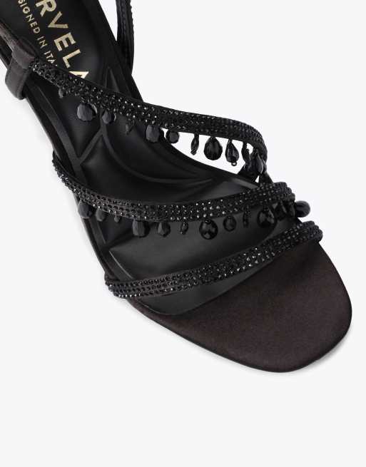 Carvela Paparazza drape heel casual heeled sandals in black, 4 of 4