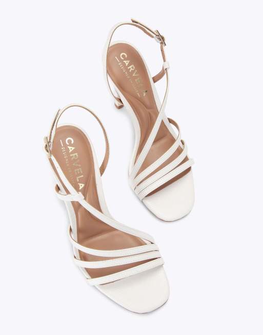 Carvela Paparazza heel heeled sandals in white, 3 of 4