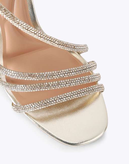 Carvela Paparazza jewel heel heeled sandals in gold, 3 of 4
