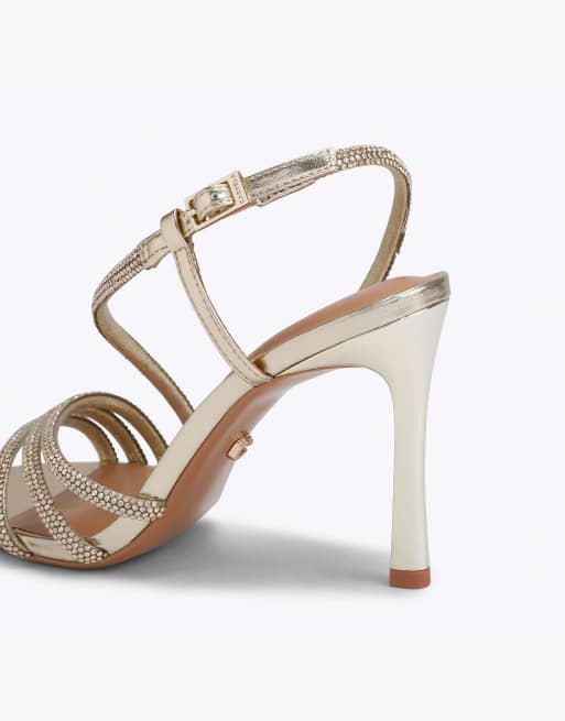 Carvela Paparazza jewel heel heeled sandals in gold, 4 of 4