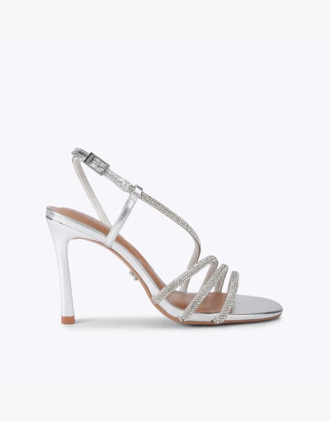 Carvela Paparazza jewel heel heeled sandals in silver - view 1