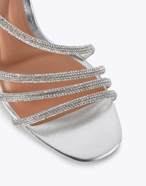 Carvela Paparazza jewel heel heeled sandals in silver, 4 of 4