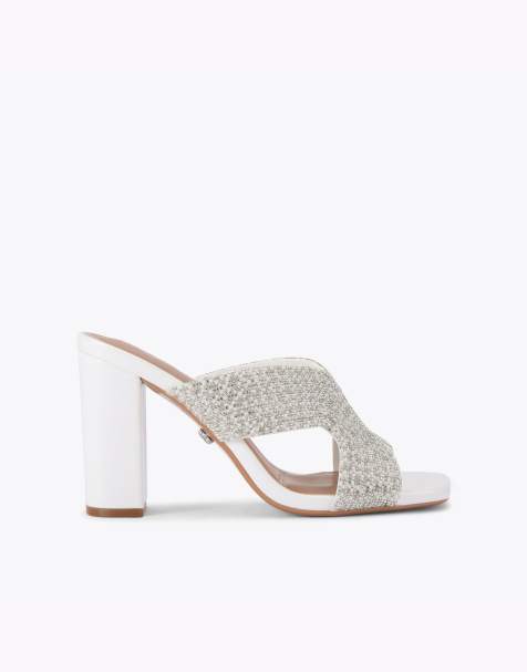 Carvela Paparazzi pearl block heeled sandals in white - view 1