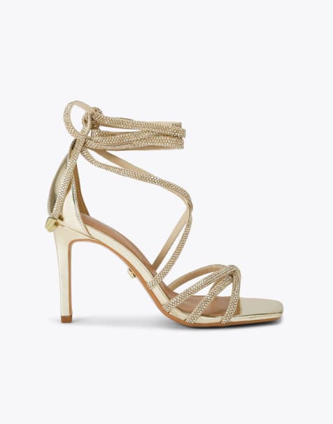 Carvela Paparazzi tie heeled sandals in gold - view 1