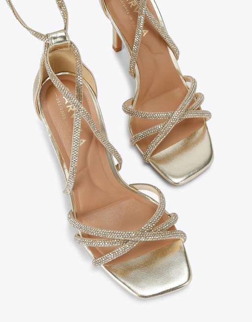 Carvela Paparazzi tie heeled sandals in gold, 2 of 4