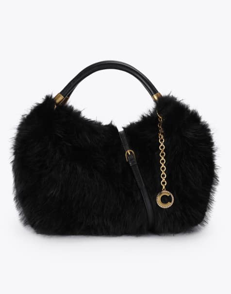 Carvela Pavilion mini fur bag cross body in black - view 1