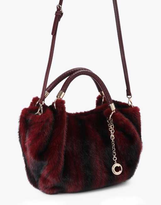 Carvela Pavilion mini fur bag cross body in red dark, 2 of 4